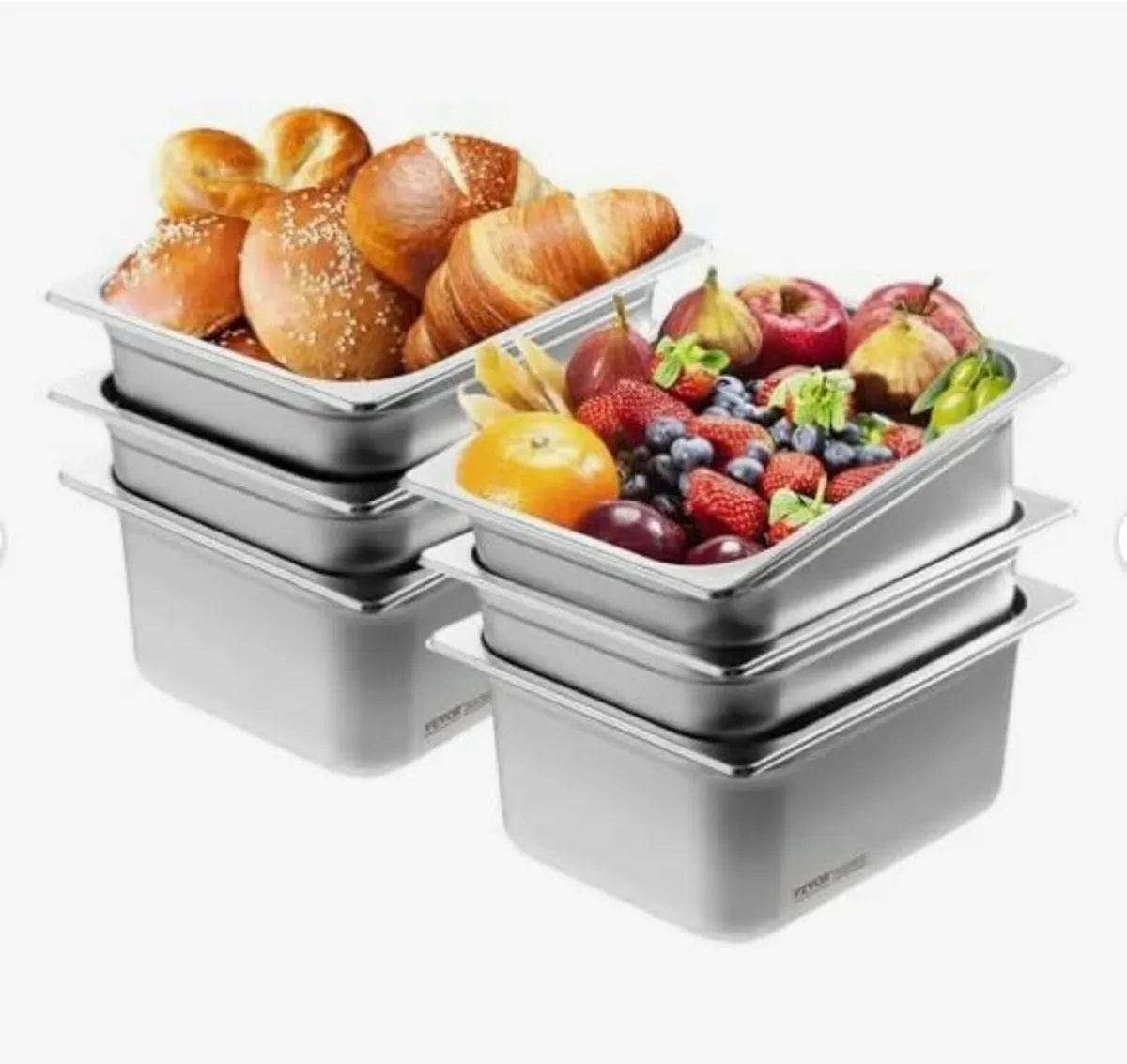 6 Pack Hotel Pans, 1/2 Size Anti-Jam Steam Pan - Image 1