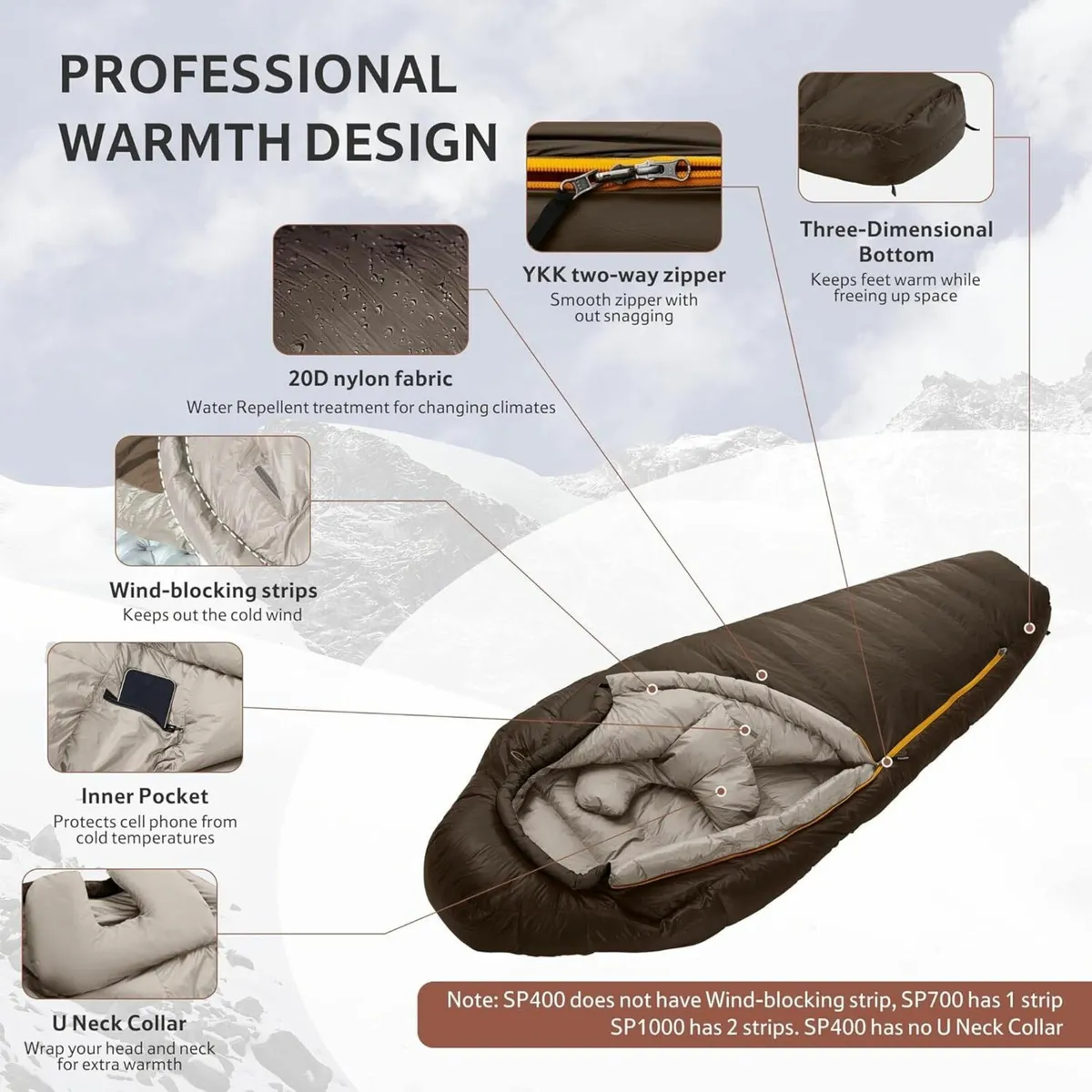 Snowbird Duck Down Mummy Sleeping Bag Outdoor - Image 4