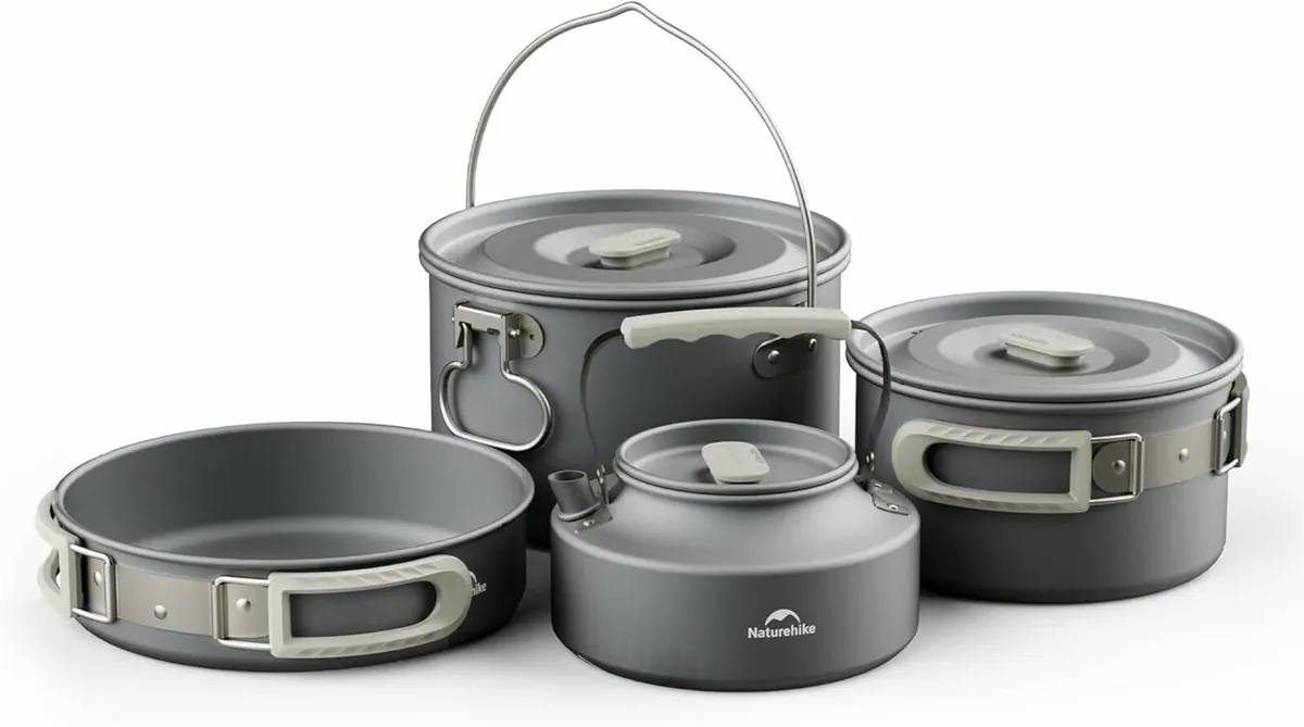 2-4 4-7 People Camping Cookware Kit Non-Stick - Image 1