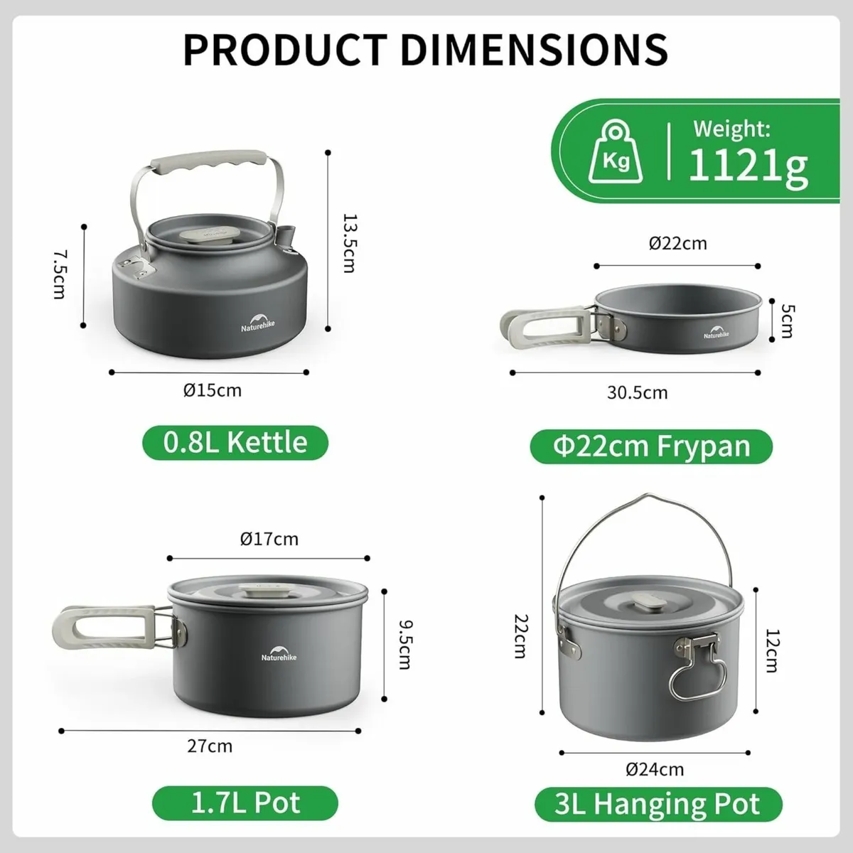 2-4 4-7 People Camping Cookware Kit Non-Stick - Image 3