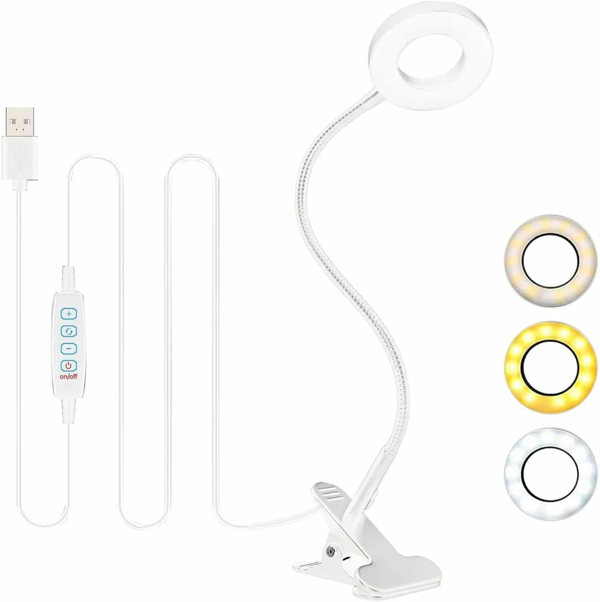 Desk Lamp Clip On Clamp Light 3 Mode 10 Dimmable - Image 1