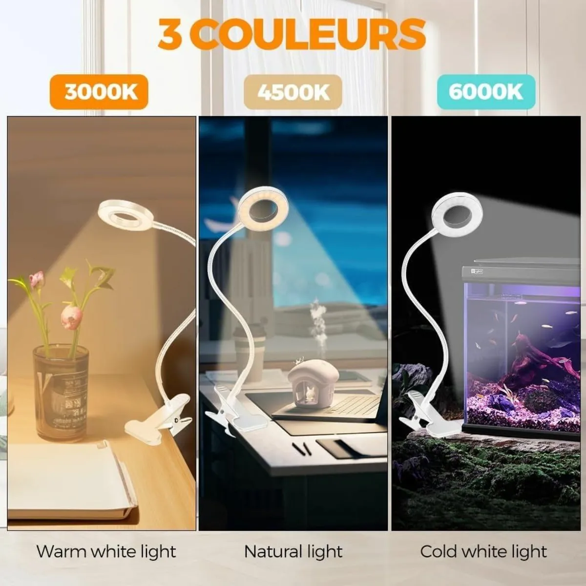 Desk Lamp Clip On Clamp Light 3 Mode 10 Dimmable - Image 2