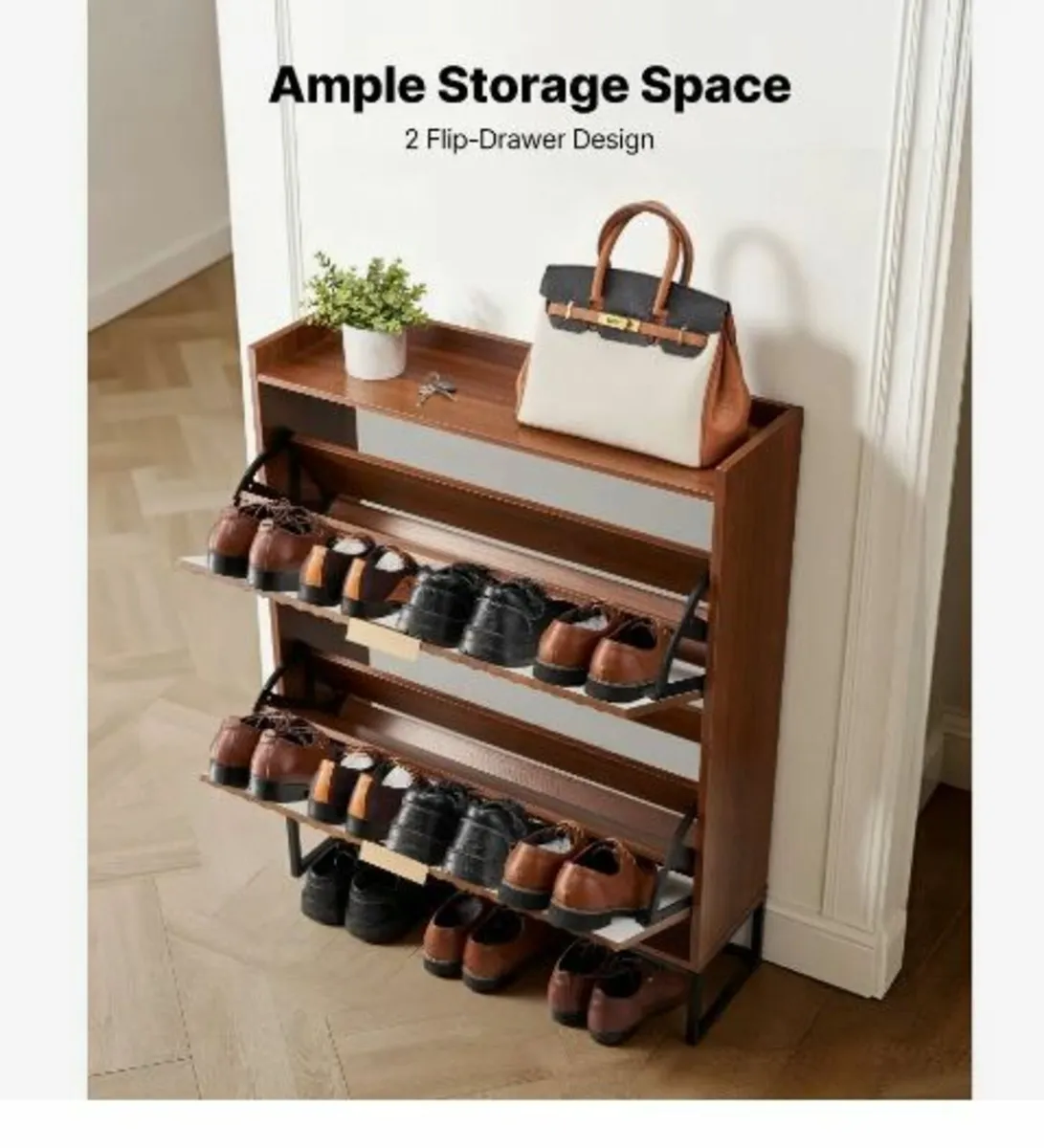 Shoe Cabinet with 2 Flip Drawers - Image 3