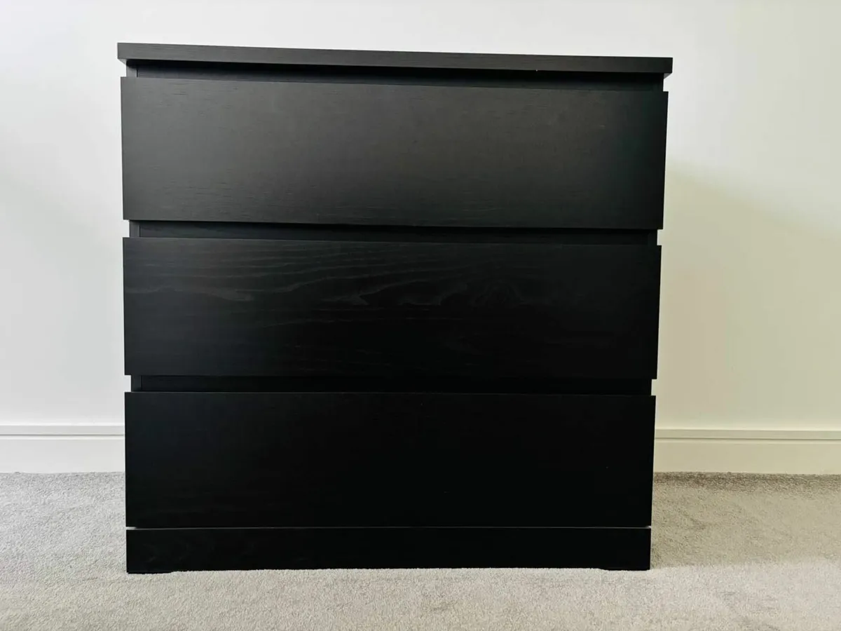 MALM Chest of 3 Drawers – Black/Brown - Image 1