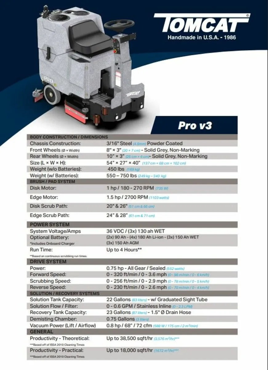 Tomcat Pro V3 rider scrubber dryer - Image 2