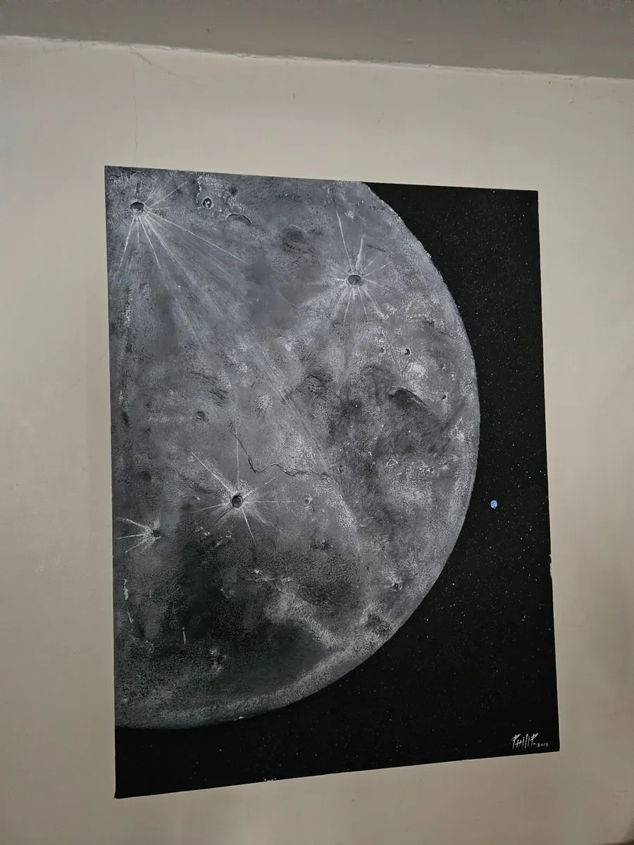 Picture Oil on Canvas The Moon - Image 1
