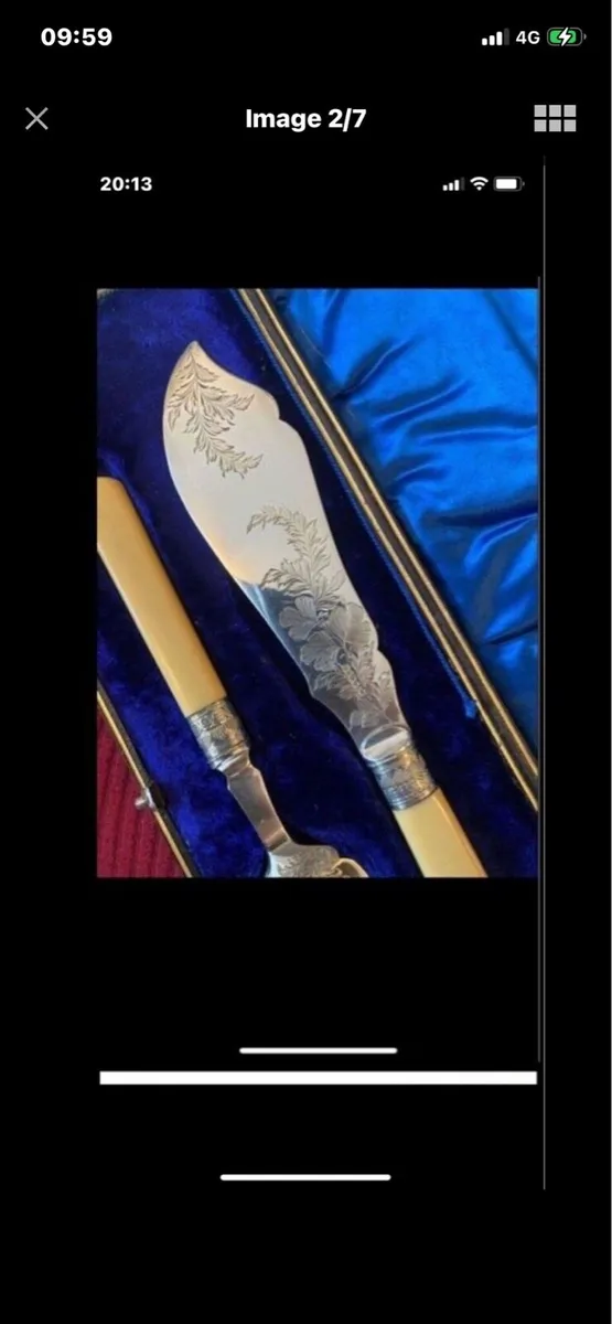 Antique Bone Handle Fish Serving Set - Image 2