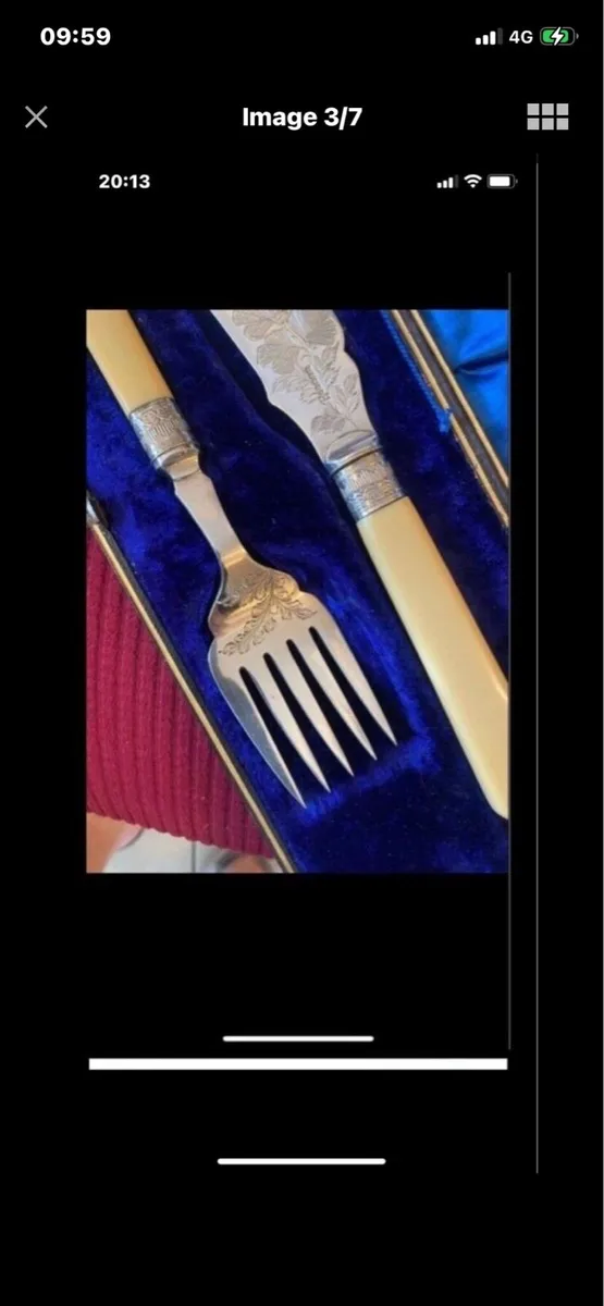 Antique Bone Handle Fish Serving Set - Image 3