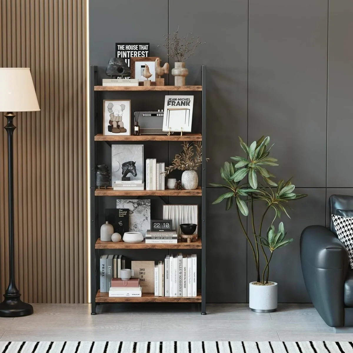 Industrial Bookshelf 5-Tier 24.8 Rustic Brown - Image 4