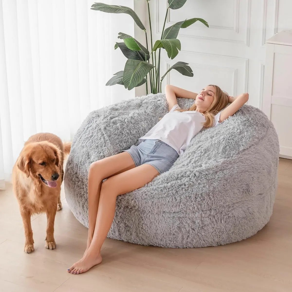 Giant Bean Bag Bed - Convertible Folds from Chair - Image 2