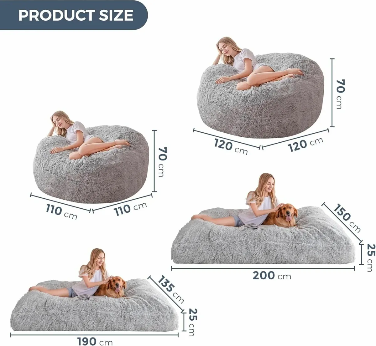 Giant Bean Bag Bed - Convertible Folds from Chair - Image 3