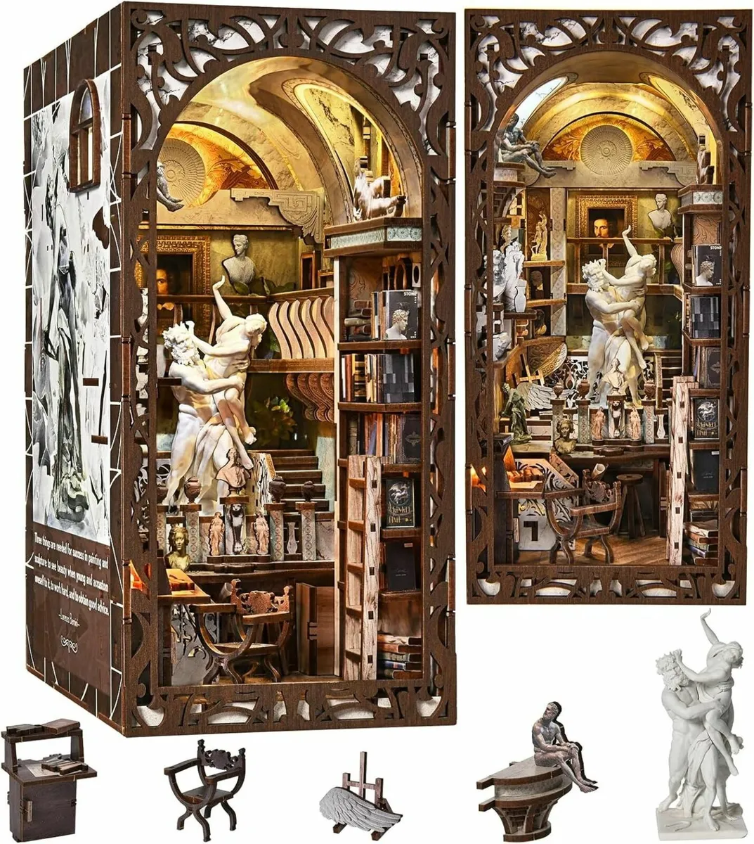 DIY 3D Wooden Puzzle Book Nook Bookshelf Insert - Image 1