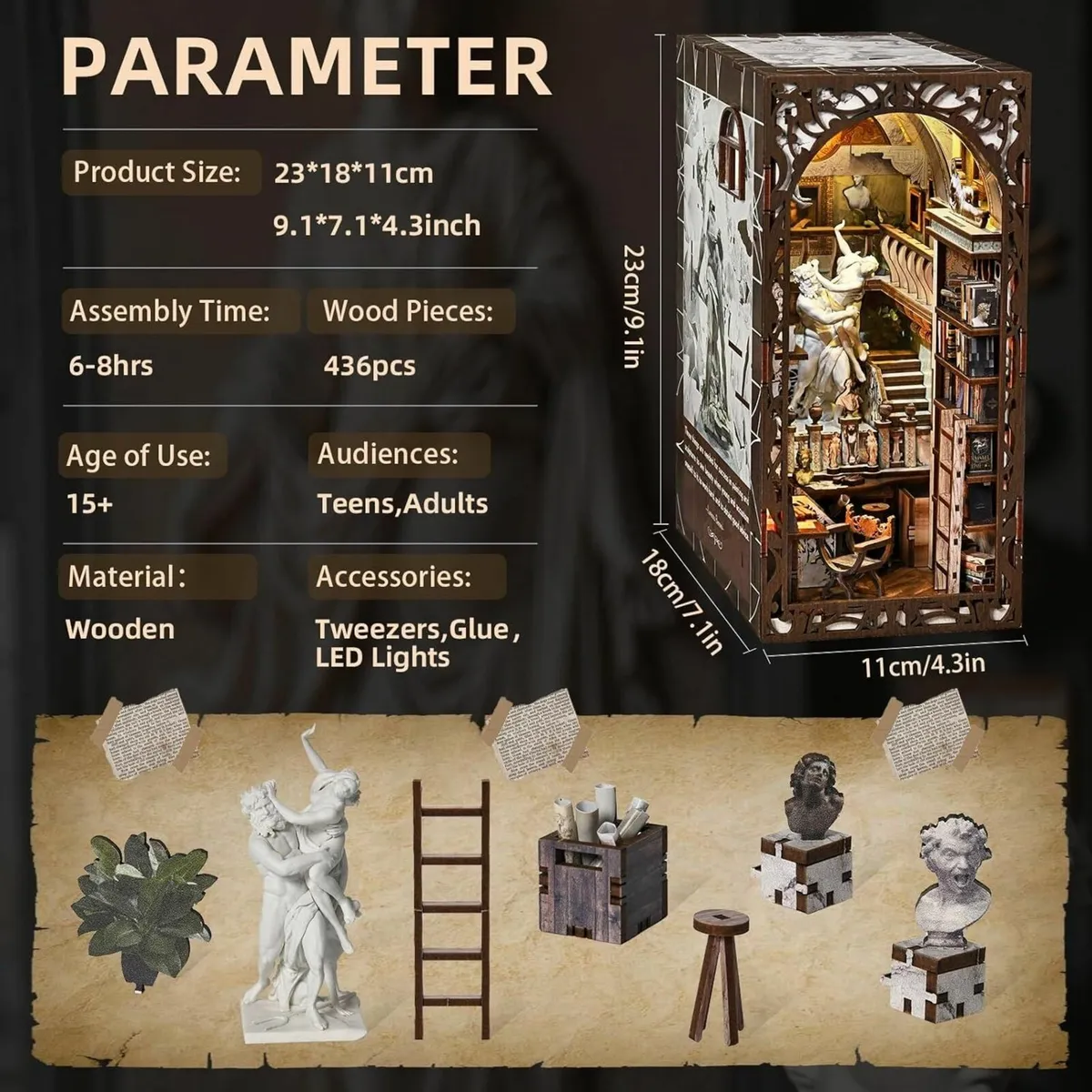 DIY 3D Wooden Puzzle Book Nook Bookshelf Insert - Image 2