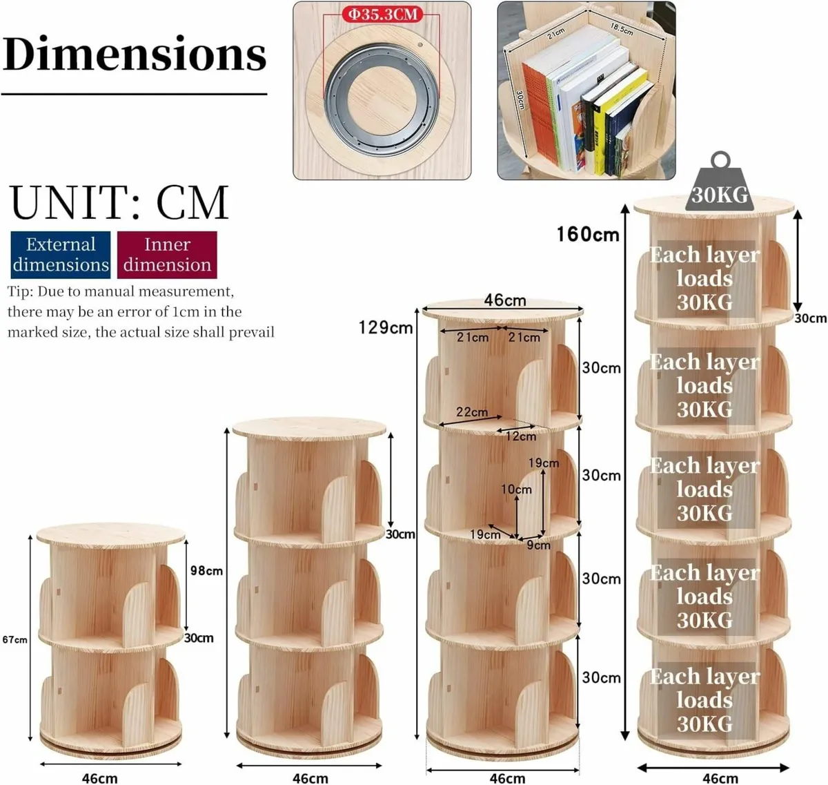 Rotating 360degrees Bookcase - Hexagonal Kids - Image 2