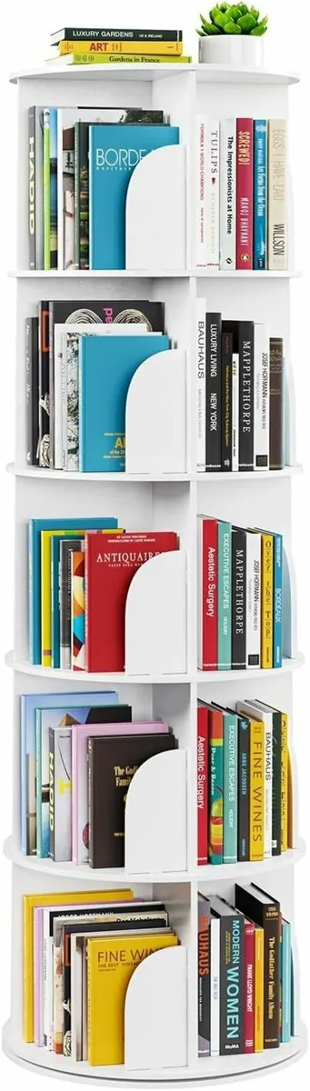 5-Tier Rotating Shelf Tower Lazy Susan Bookcase - Image 1