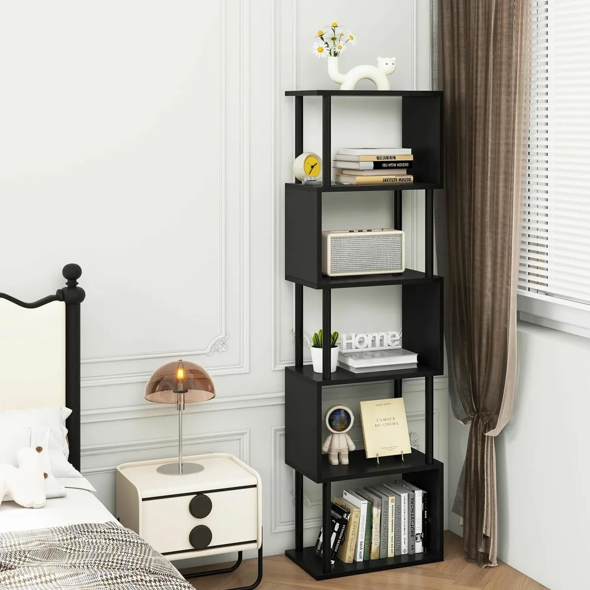 5/6-Tier Tall Bookshelf S-Shaped Geometric - Image 2