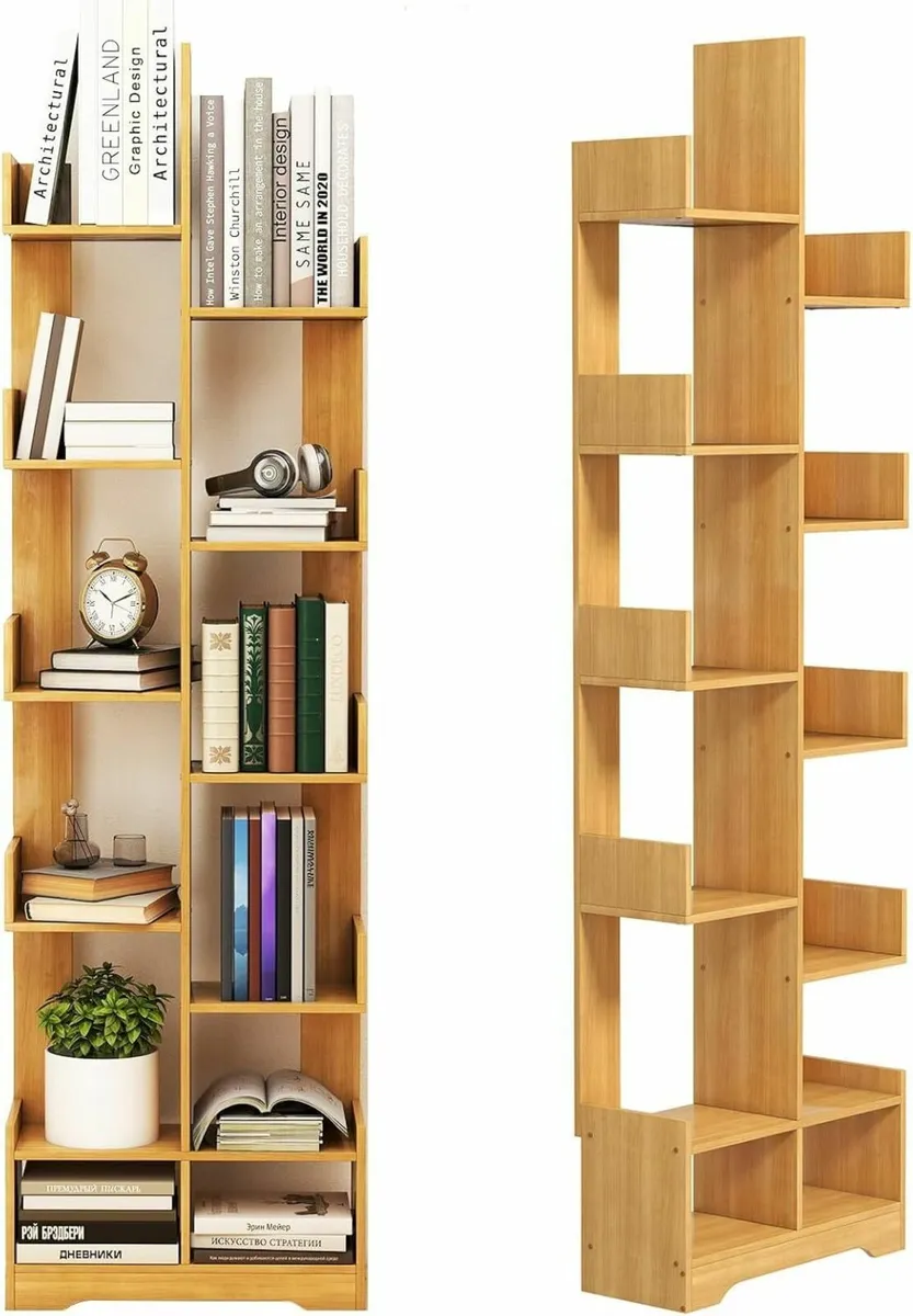 10 Tier Tree Bookshelf Wooden Book Display Shelf - Image 1