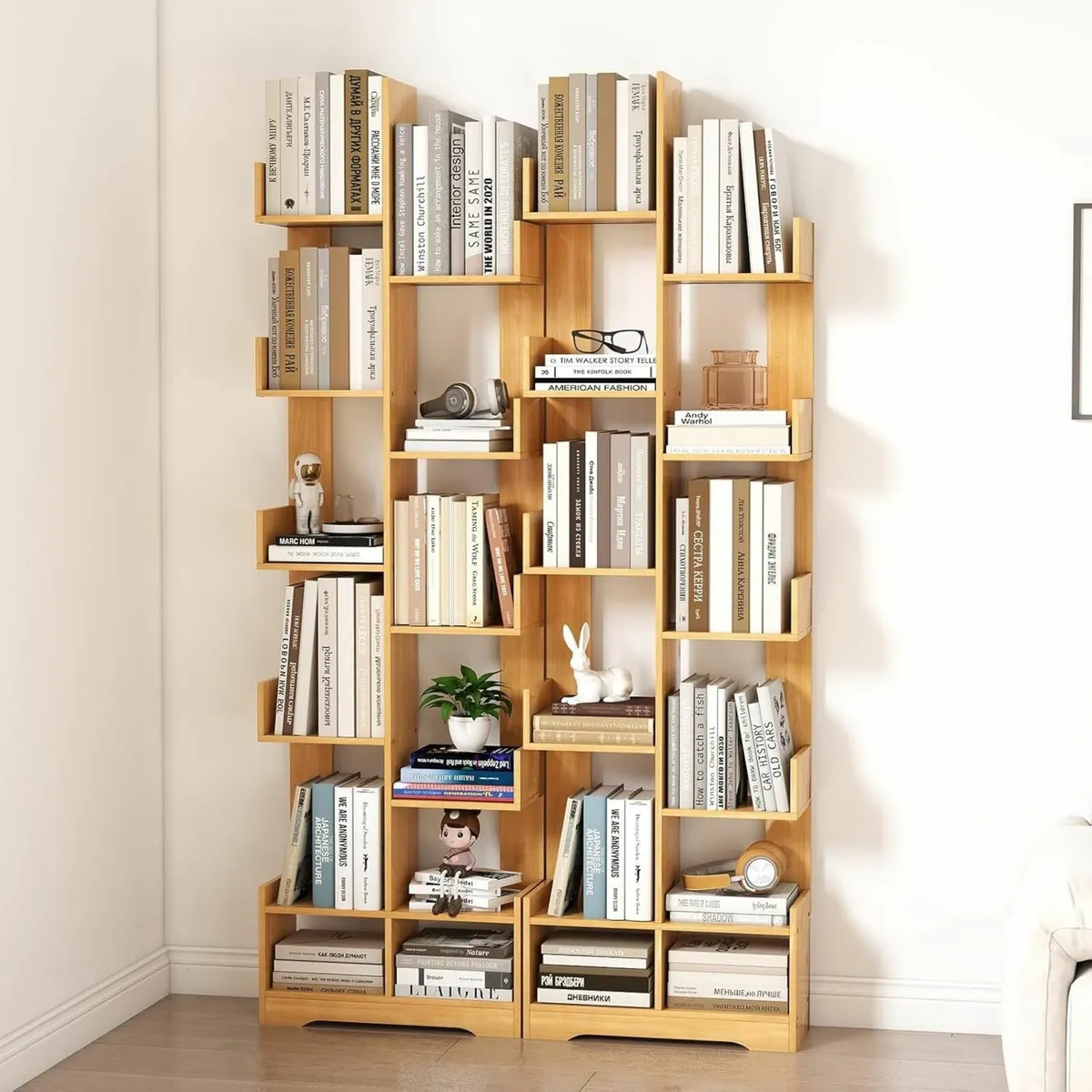 10 Tier Tree Bookshelf Wooden Book Display Shelf - Image 2