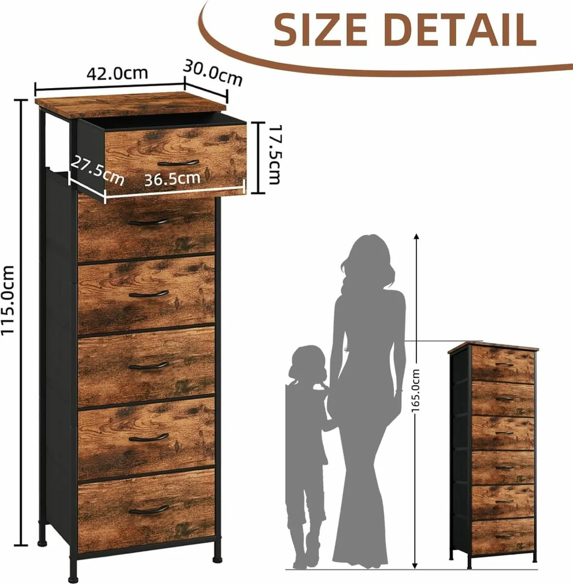 Tall Chest of Drawers for Bedroom with 6 Fabric - Image 3