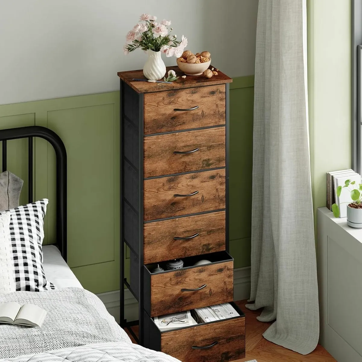 Tall Chest of Drawers for Bedroom with 6 Fabric - Image 2