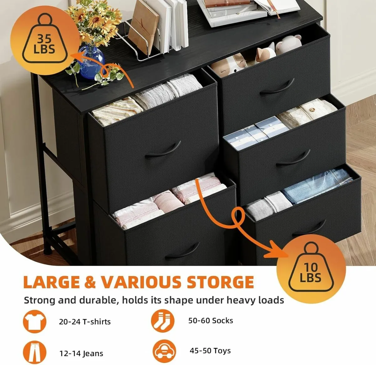 Chest of Drawers for Bedroom with 5 Storage - Image 4