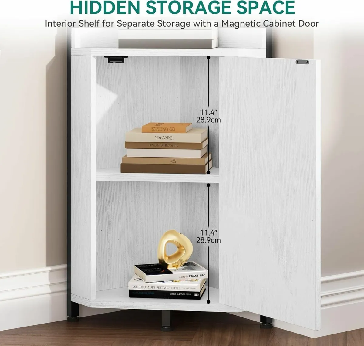 Corner Shelf 4 Tiers Industrial Bookshelf with - Image 4