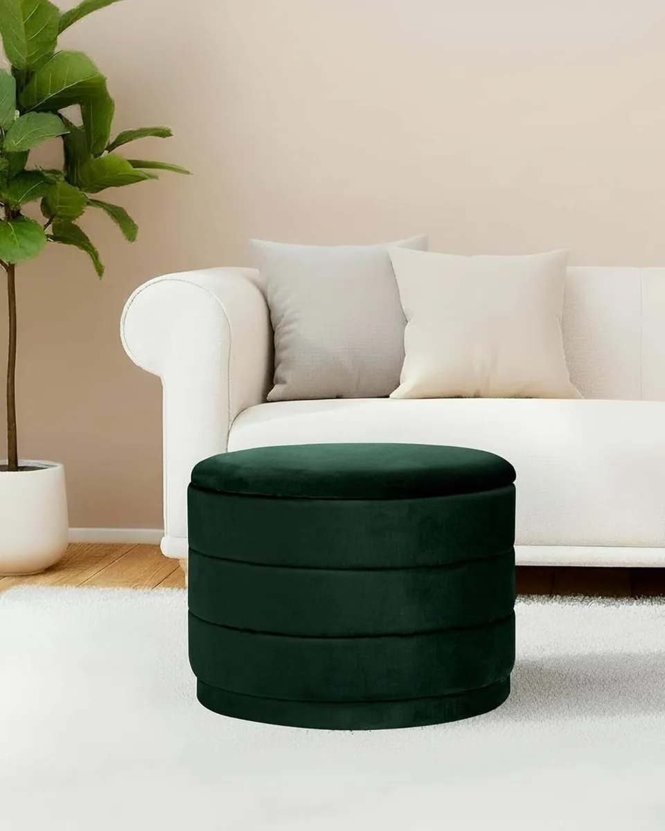 Large Storage Ottoman Round Folding Foot Rest - Image 2