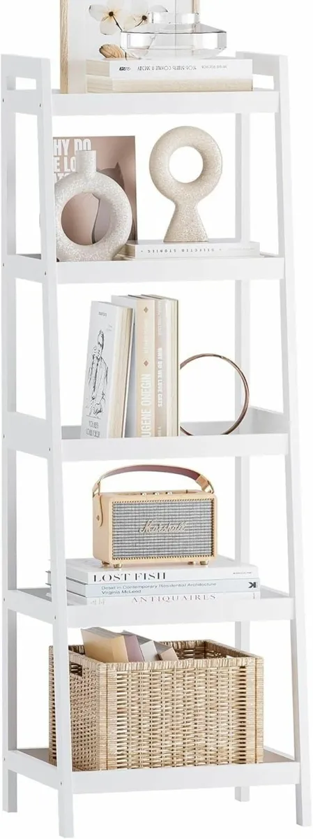 Bamboo Ladder Bookcase Bathroom Storage Rack - Image 1