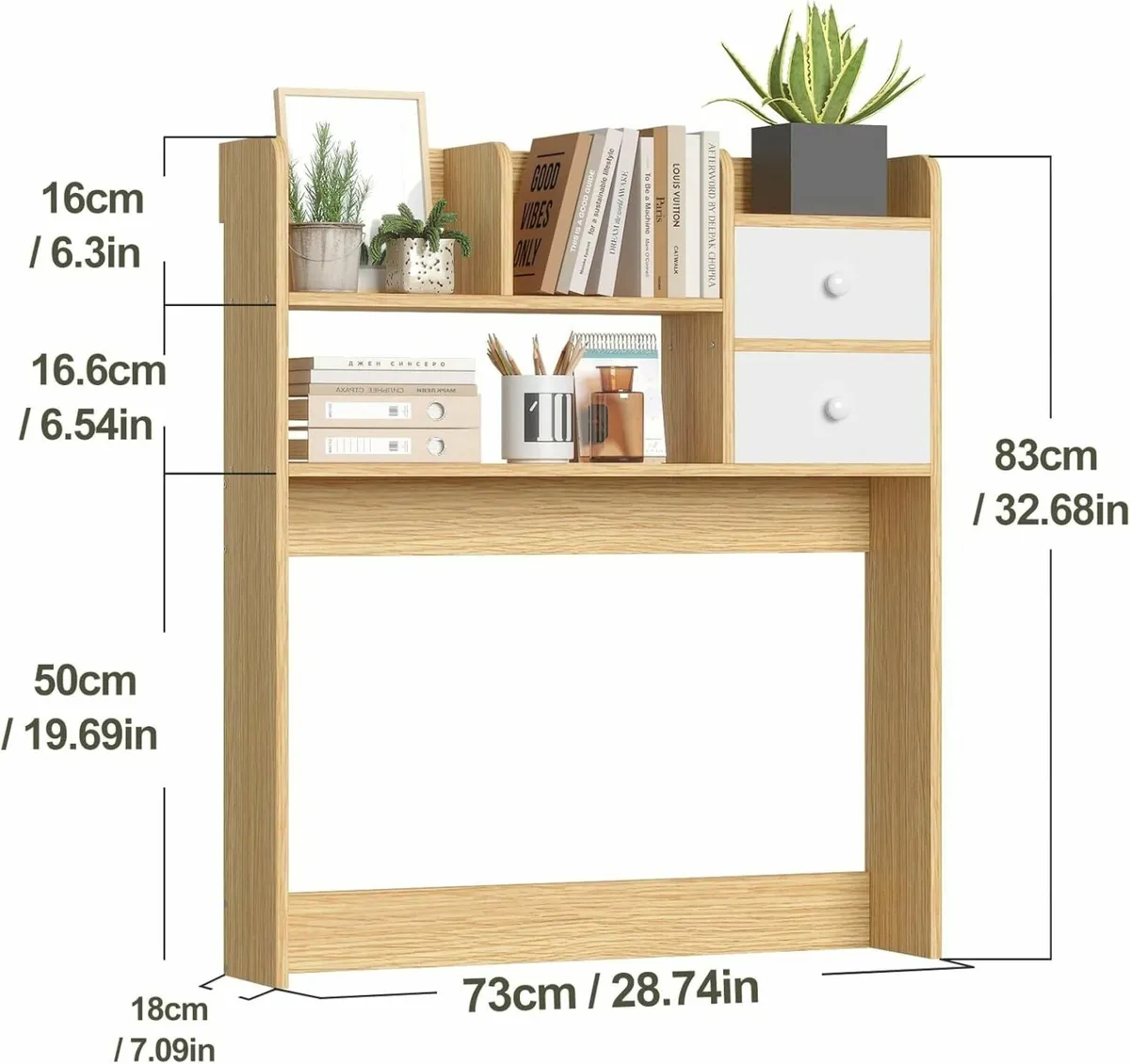 Desktop Bookshelf - Desk Shelves Bookcase with 4 - Image 2