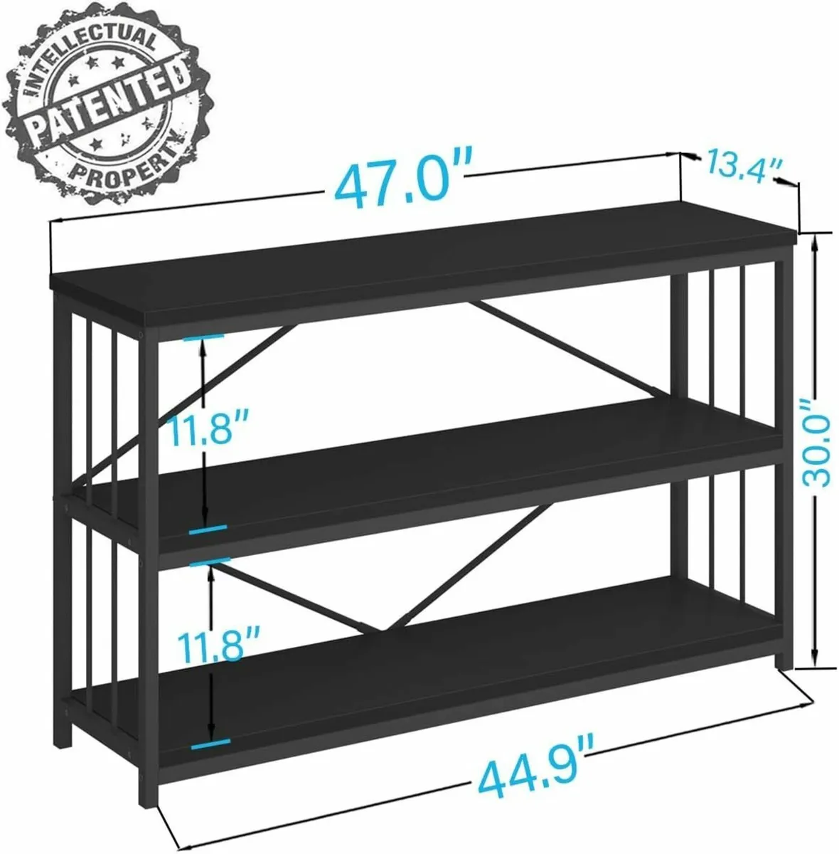 Black Sofa Table Modern Metal Wood Entryway - Image 2