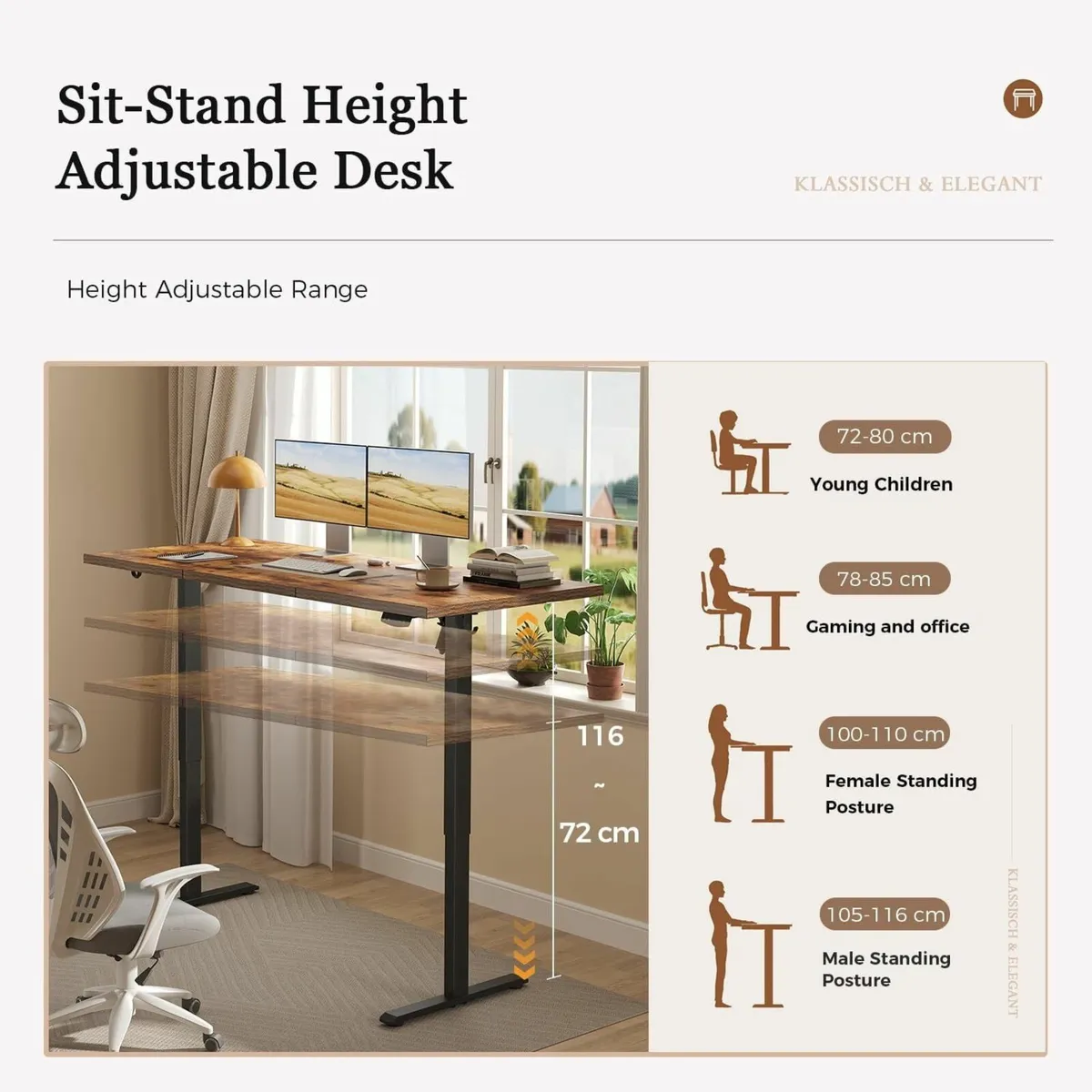 Height-Adjustable Desk Electric Sit-Stand Office - Image 3