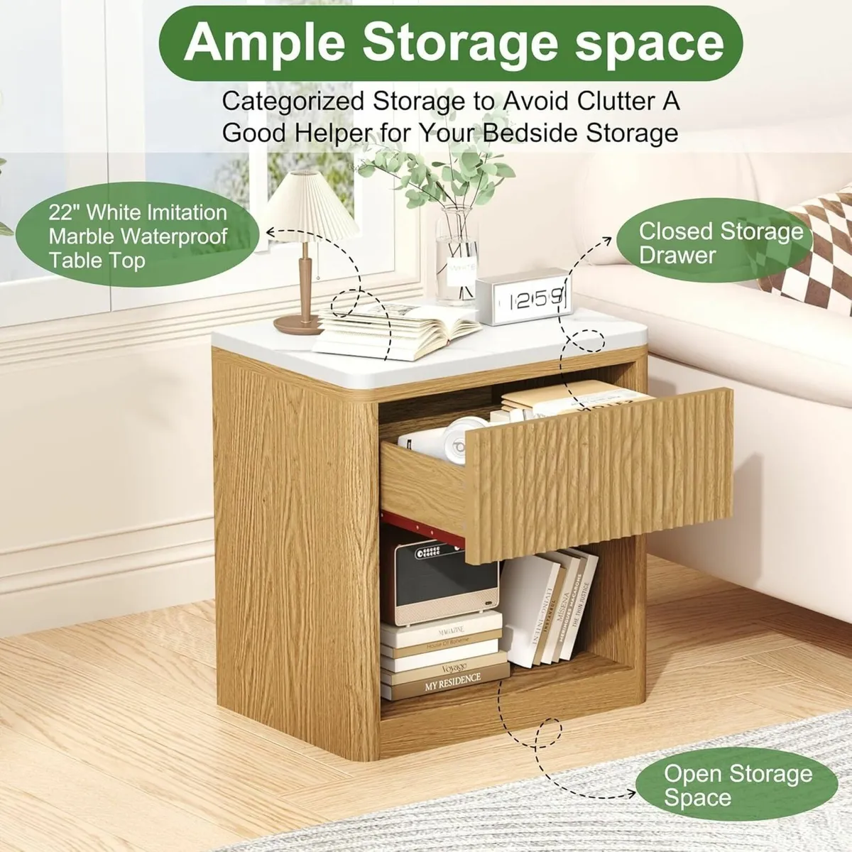 Night Stand Wood Fluted Nightstand 22 Large - Image 4