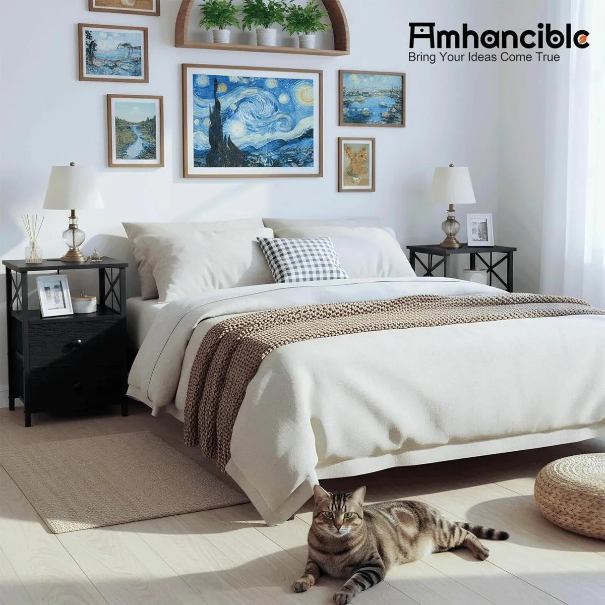 Bedside Table with Charging Station Cabinet Set - Image 2