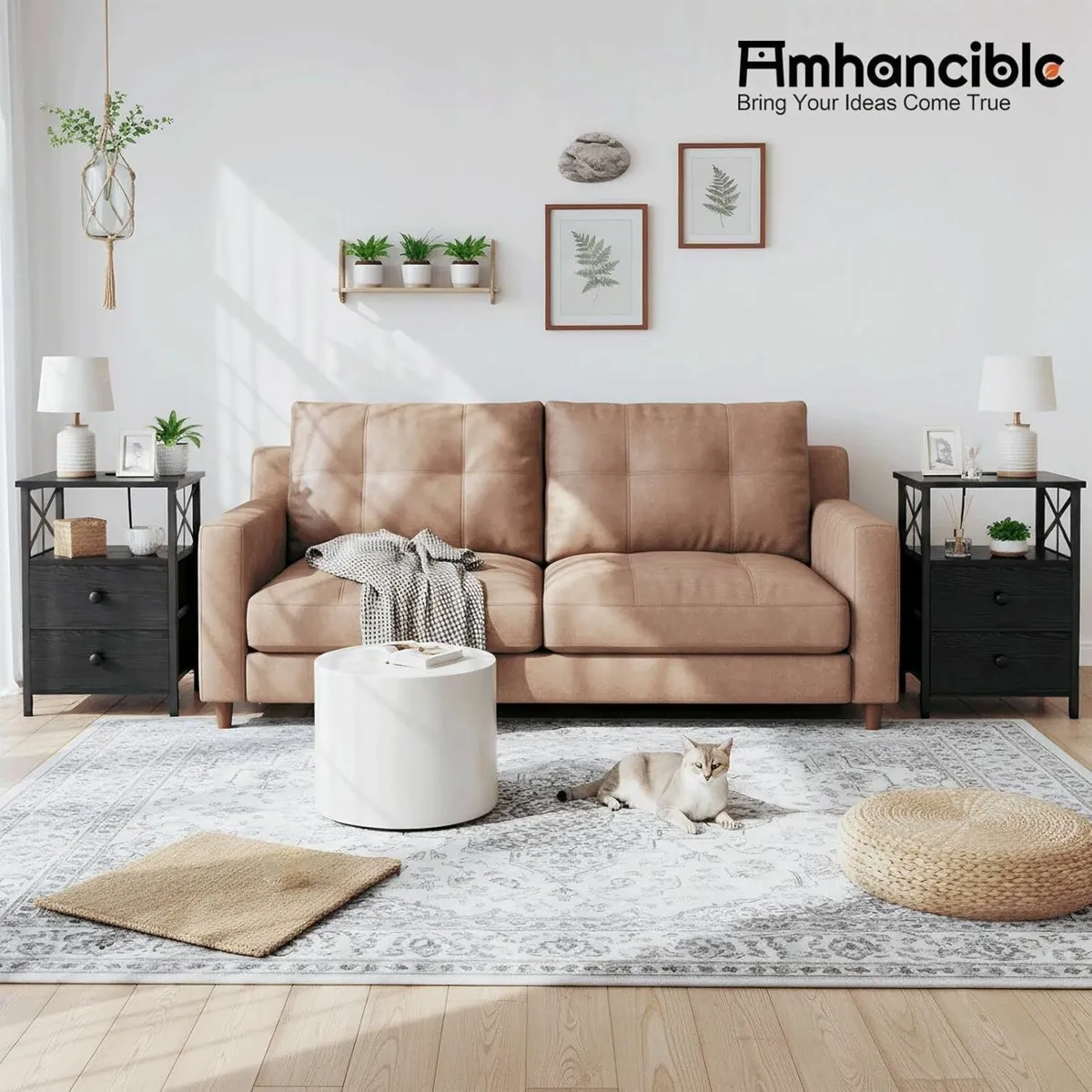 Bedside Table with Charging Station Cabinet Set - Image 4