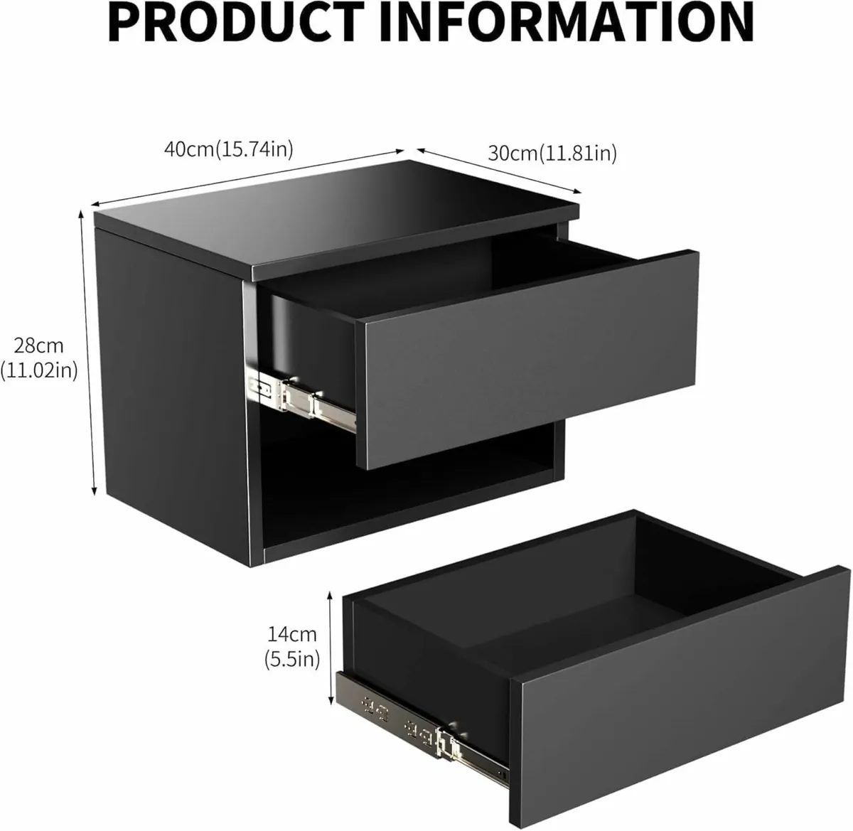 Floating Nightstand Modern Wall Mounted Bedside - Image 2