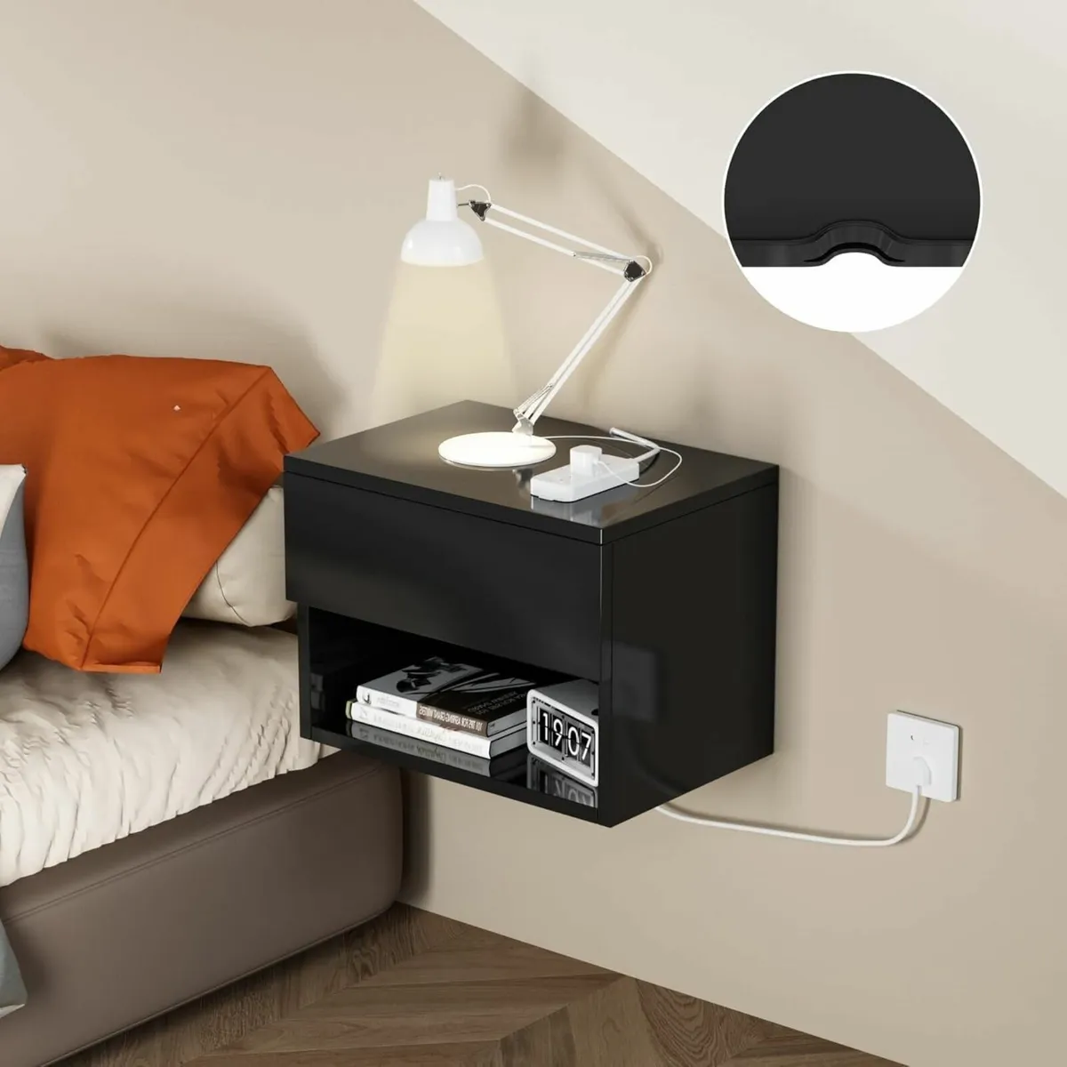 Floating Nightstand Modern Wall Mounted Bedside - Image 4