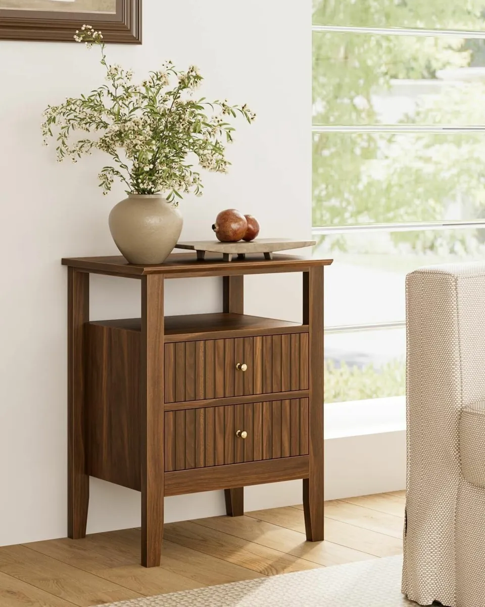 Bedside Table Chest of 2 Drawers Cabinet Wooden - Image 4