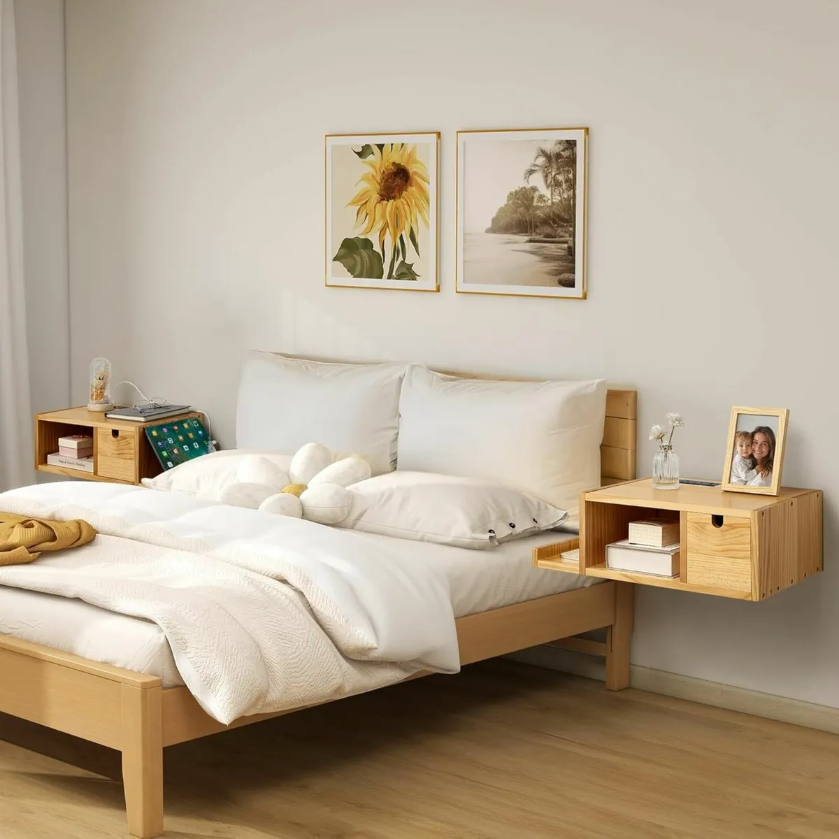 Floating Bedside Table with Charging Station - Image 2