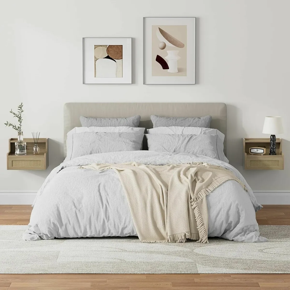 Set of 2 Floating Bedside Tables - Wall-Mounted - Image 4