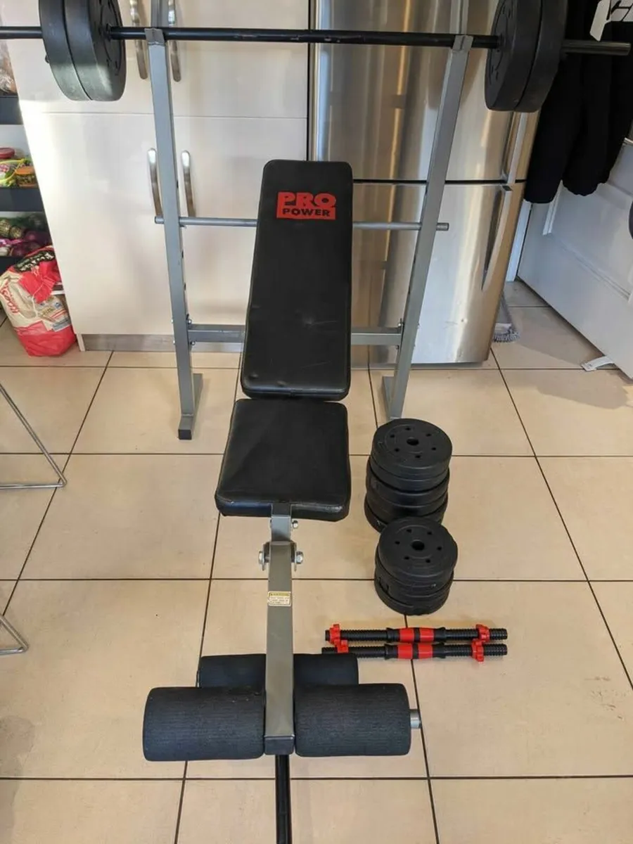 Weight bench weights barbell dumbbells - Image 1