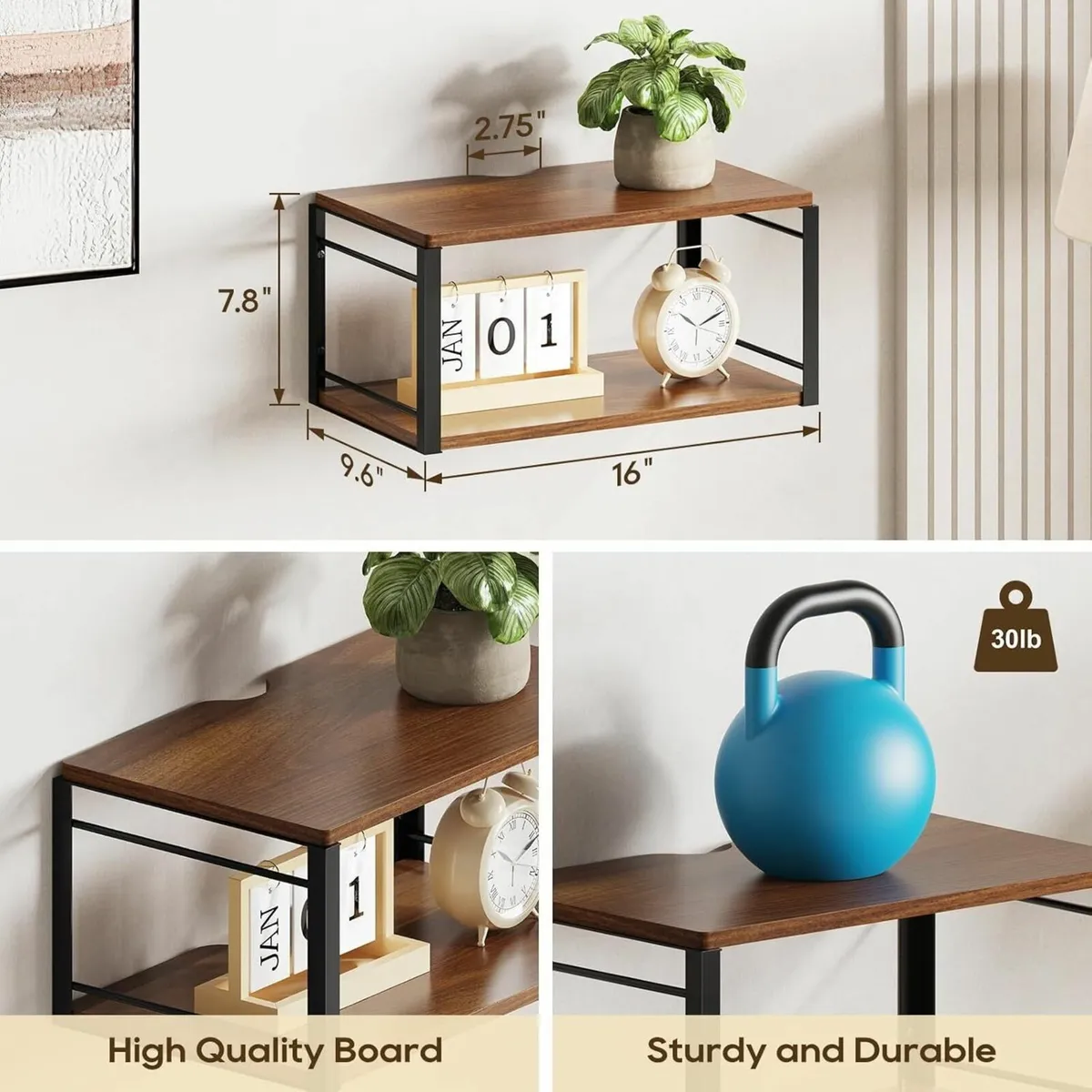 Floating Nightstand Set of 2 Wall Mounted Bedside - Image 2