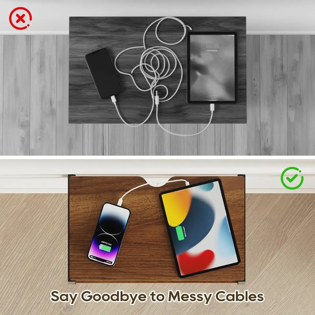 Floating Nightstand Set of 2 Wall Mounted Bedside - Image 3