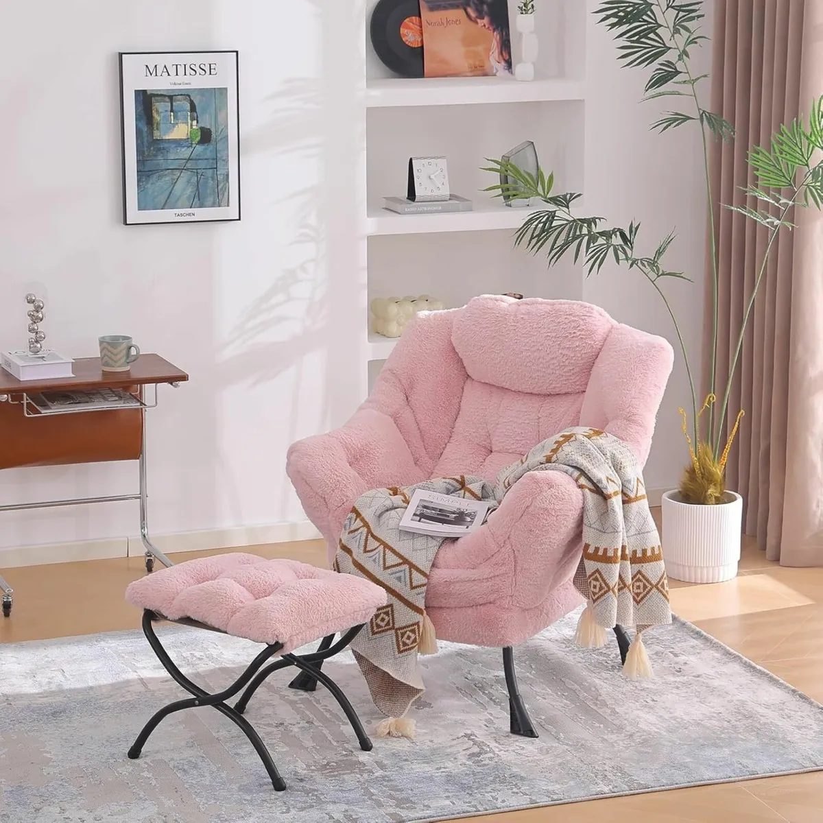 Comfy Armchair with Footstool Lazy Chair Ottoman - Image 4