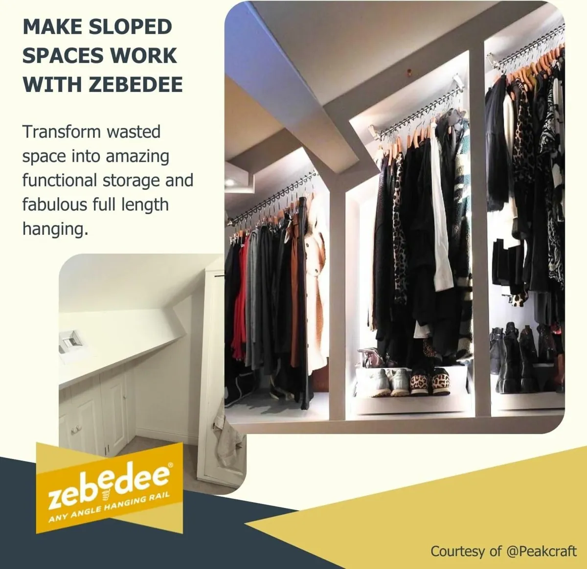 Sloped Ceiling Clothes Rail by HANGING - Any - Image 3