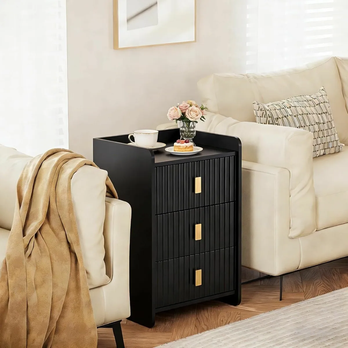 Bedside Table with 3 Drawers - Modern Nightstand - Image 2