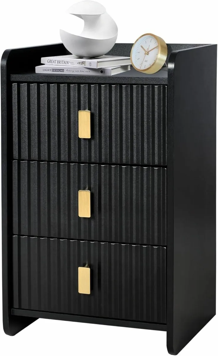 Bedside Table with 3 Drawers - Modern Nightstand - Image 1