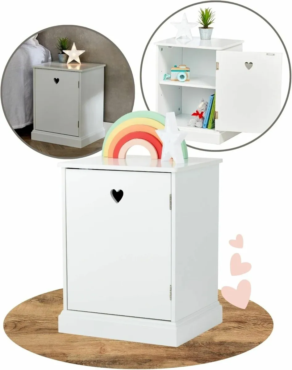 Kids Bedside Table 50x33x39cm Girls Small White - Image 1