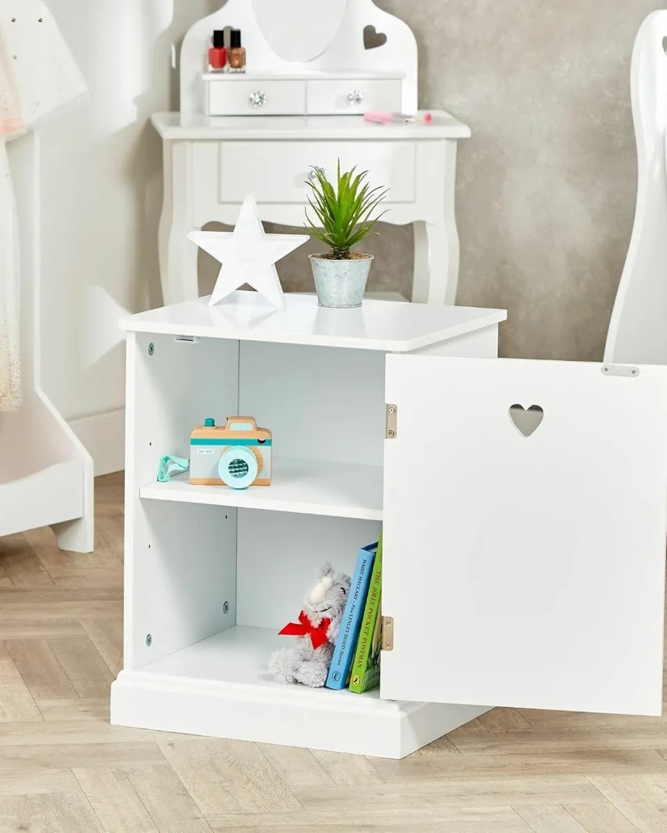 Kids Bedside Table 50x33x39cm Girls Small White - Image 4