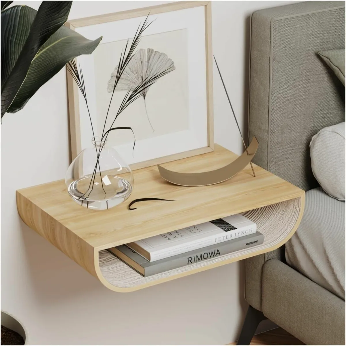 Floating Nightstand Walnut Bedside Shelf Wall - Image 1