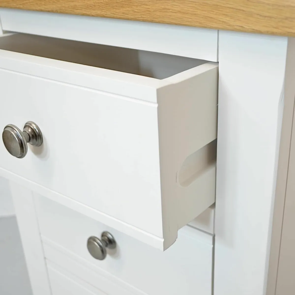 urniture Painted White Bedside Table 3 Drawers - Image 4